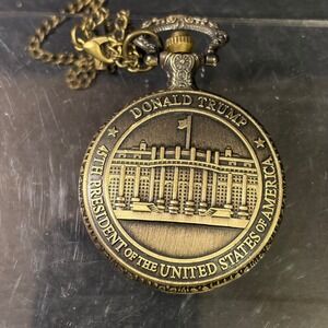 Donald Trump 45th President White House Presidential Seal Pocket Watch Bronze